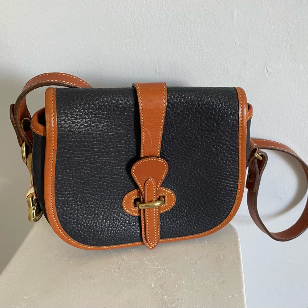 Dooney & Bourke Dark Navy Almost Black & British Tan Gorgeous Bag Classic